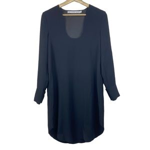 & OTHER STORIES Long Sleeve Scoop Neck Shift Dress, Black, Size 4